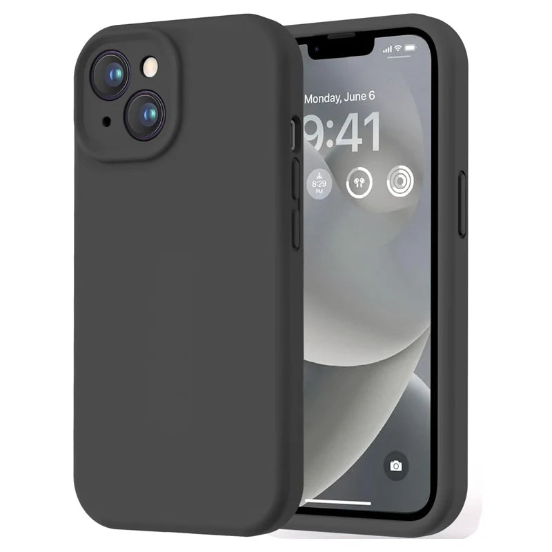 Luxury Matte Black Soft Case for iPhone 16/15/14/13/12/11 Pro Max, XR, X, XS, 7/8 Plus – Slim Protective Back Cover