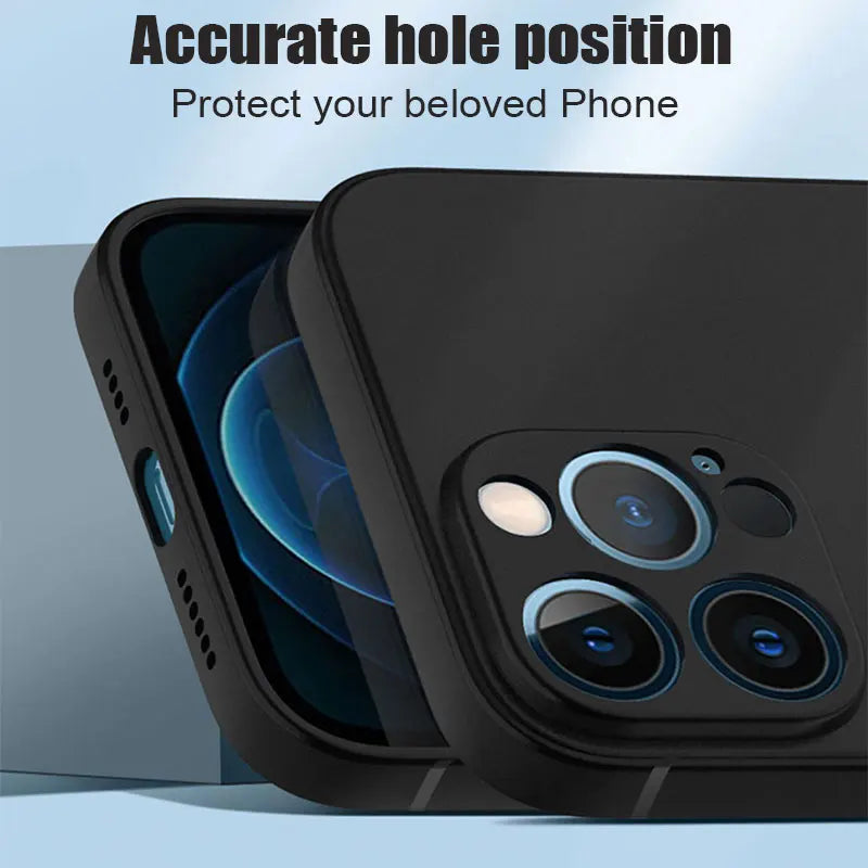 Luxury Matte Black Soft Case for iPhone 16/15/14/13/12/11 Pro Max, XR, X, XS, 7/8 Plus – Slim Protective Back Cover