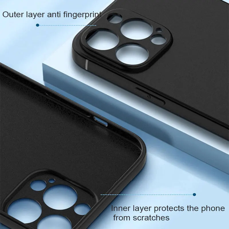 Luxury Matte Black Soft Case for iPhone 16/15/14/13/12/11 Pro Max, XR, X, XS, 7/8 Plus – Slim Protective Back Cover